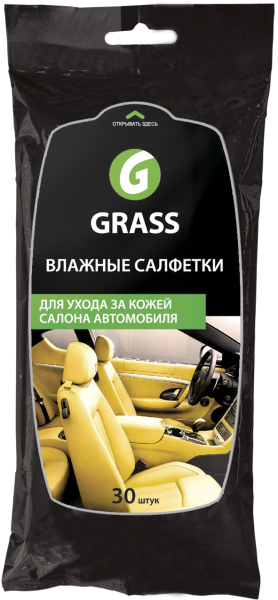 GRASS / IT-0312 Влажные салфетки для ухода за кожаным салоном с натуральным воском карнауба (16)