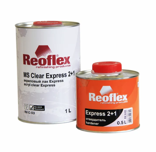 REOFLEX / Лак 2К акриловый Express 2+1 1л (еще Отвердитель "Экспресс" 0,5л) (6)