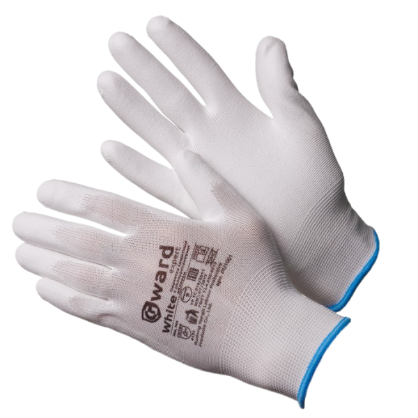 Gward / PU1001 White Перчатки нейлоновые белые с белым полиуретаном, р-р XL(10) (12) 